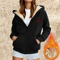 thumbnail image 2 of Xmas Warm Fleece Long Sleeve Coat for Women Christmas Tree Winter Zip Up Hooded Jackets Thermal Thick Outerwear, 2 of 8