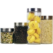 Home Basics Canister Set Glass 4 Piece Walmart Com Walmart Com
