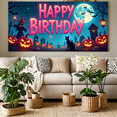 thumbnail image 5 of Halloween Theme Banner Neon Design Ghosts Pumpkins for Kids Party Celebration Indoor Decoration, 5 of 5