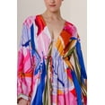 thumbnail image 2 of HT 360 Collective Designer Fuschia Dress Plunged Neckline Maxi Dress Abstract Print, 2 of 4