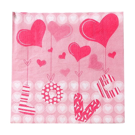 Dadiaei Valentine’s Day Heart Paper Napkins Red Pink Disposable Lunch Napkins Romantic Guest Towels Guest Napkins for Home Dinner Kitchen Valentine Anniversary Party Supplies Decorations