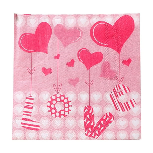 Decoraciones para el Día de San Valentín, servilletas desechables estampadas, toallas faciales, pañuelos, pañuelos de papel para fiestas de San Valentín, adecuados para decoraciones de cocina de San V