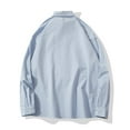 thumbnail image 4 of Mens Shirts with Pocket Business Casual Long Sleeve Tshirts Shirt Button-Down Collared Solid Color Breathable Lapel Work Shackets Tops, 4 of 6