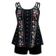 thumbnail image 2 of Gibobby Trajes de Baño para Mujer Bikini con falda de traje de baño con estampado de flores y cuello en U para mujer(Negro,M), 2 of 5