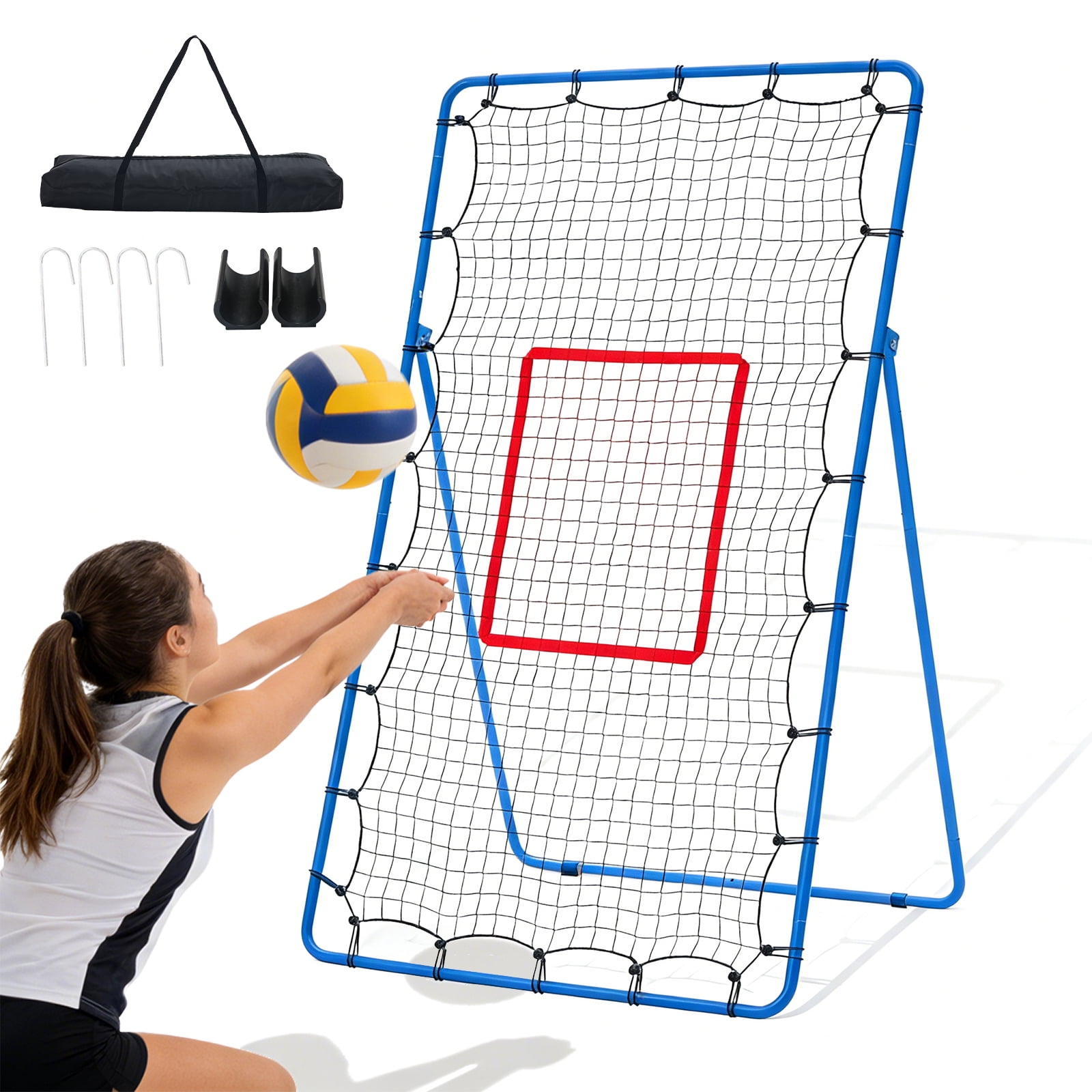 CONCETTA Volleyball Rebounder Net, Adjustable Angle Ball Return Equipment for Indoor Outdoor Use, Durable & Portable with Carry Bag