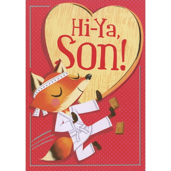 Designer Greetings Hi-Ya Son: Martial Arts Fox Juvenile Valentine's Day Card and Sticker Sheet for Son