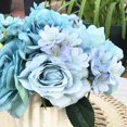 thumbnail image 3 of Enova Home Artificial Open Rose and Mixed Silk Flowers Arrangement with White Ceramic Vase (Blue), 3 of 5