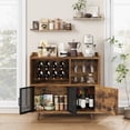 thumbnail image 4 of Wine Bar Cabinet, Industrial Liquor Coffee Bar Cabinet with Wine Rack Storage and Mesh Doors, Wood Sideboard Buffet for Kitchen Dining Living Room, 4 of 9