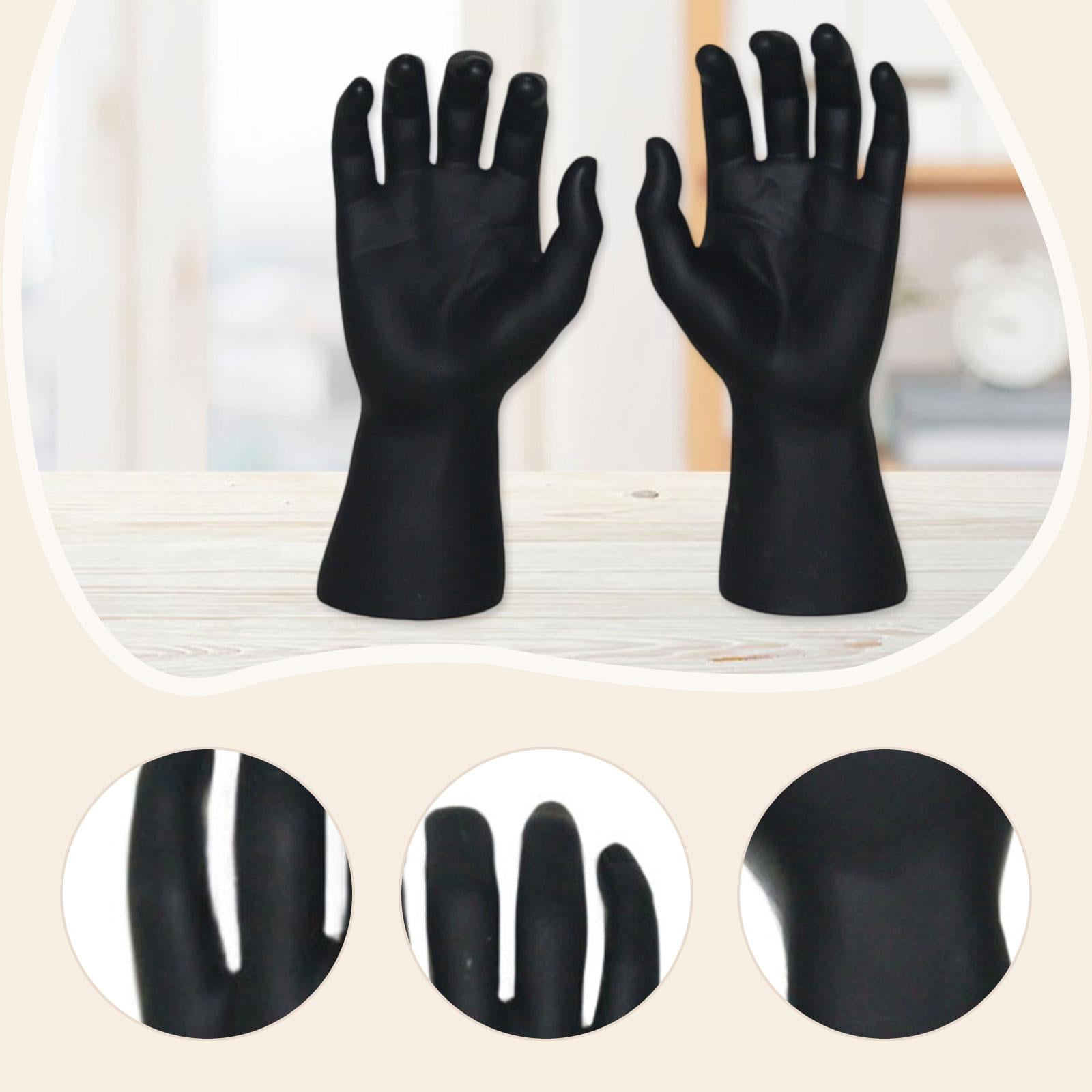 Dualoai Male Hand Models Decorative Easy to Clean Maintain PVC Human Hand Mannequins Black