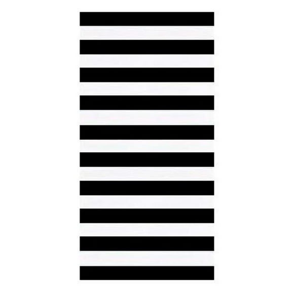 Horizontal Cabana Stripes Black Velour Resort Beach Towel 30x60 Inches
