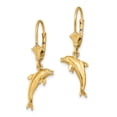 thumbnail image 2 of FB Jewels 14K Yellow Gold 3D Mini Dolphin Jumping Leverback Earrings High Polish and Text, 2 of 3