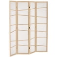 thumbnail image 1 of HOMCOM Folding Room Divider, 4 Panel Privacy Screen for Home Office, Natural Wood, 1 of 10