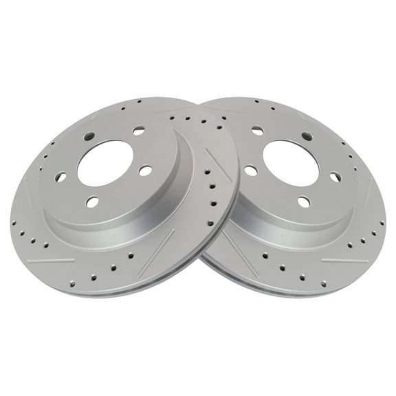 TRQ Rear Performance Brake Rotors Set Premium G-Coated Cross Drilled & Slotted Fits Select 1994-2004 Ford Mustang