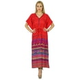 thumbnail image 5 of Bimba Women Long Rayon Kaftan Maxi Coverup Red Caftan Kimono Sleeve, 5 of 7