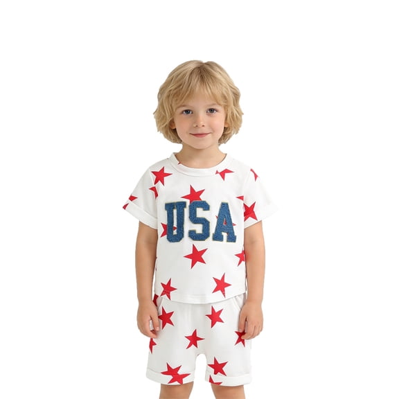 Tiijoy Baby Boys Independence Day Outfits Short Sleeve T Shirt Shorts Set, Sizes 6-12 Months