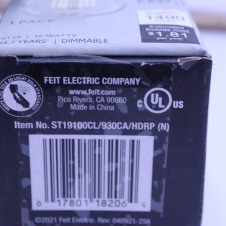 Feit Electric Dimmable Straight Filament Edison LED Light Bulb Bright White 100W
