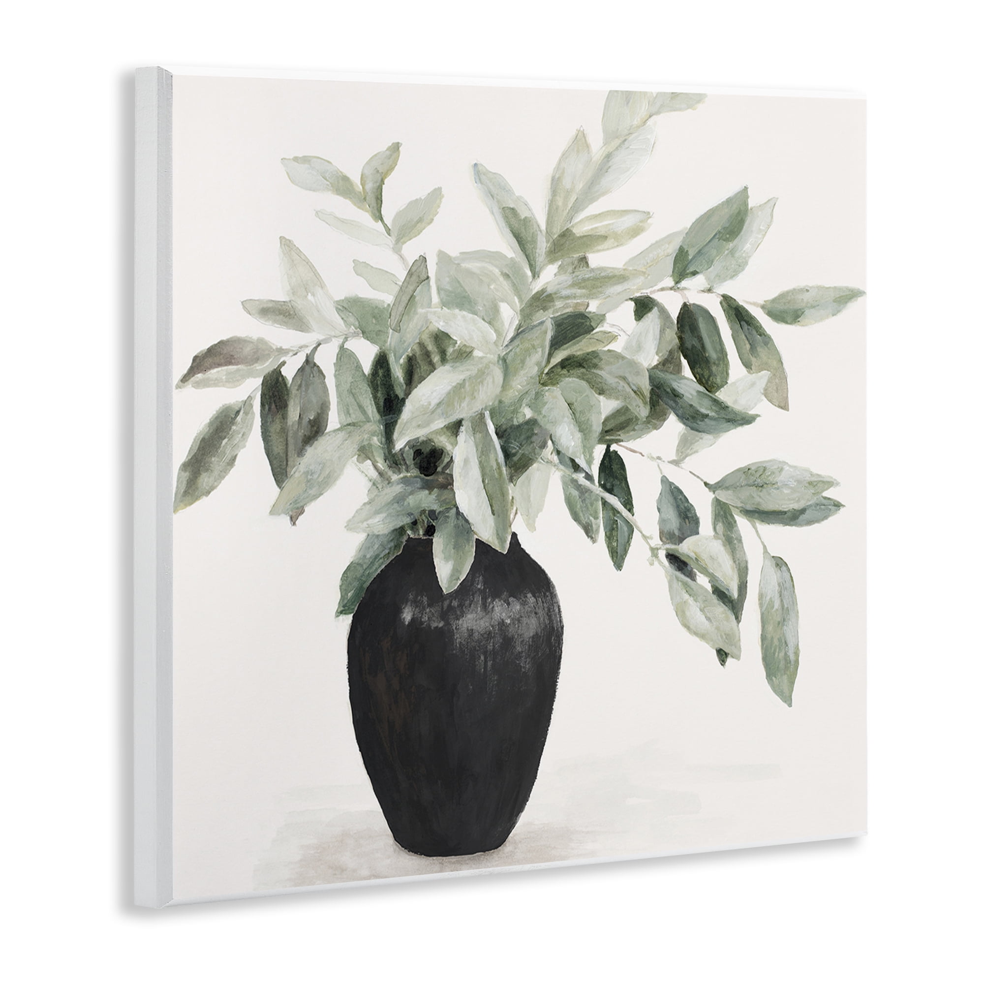 Stupell Industries Plant in Black Vase Botanical & Floral Painting Unframed Art Print Wall Art, 12 x 12