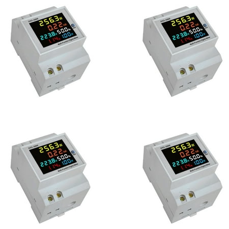 

4X Din Rail AC Monitor 6IN1 40-300V 100A Voltage Current Power Factor Active KWH Electric Energy Frequency Meter