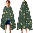 thumbnail image 3 of Green Sun Moon Star Planet Cloud Pattern Hooded Bath Towel，60"x35" for Ages 3 To 12 Kids, Quick Dry Lightweight Soft Microfiber Hood Beach Towel Cover Up for Kids, 3 of 7