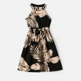 thumbnail image 4 of PatPat Ensembles Assortis pour la Famille Noir Femmes Maman et Moi Ensembles Assortis pour la Famille Robe Unie à Feuilles Sans Manches à Col Licou et Ensembles de Hauts à Manches Courtes, 4 of 6