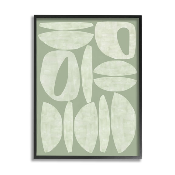 Stupell Industries Green Contemporary Shapes Abstract Painting Black Framed Art Print Wall Art, 11 x 14
