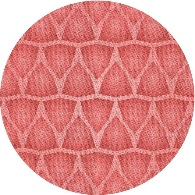 Ahgly Company Tapis Rond Lavable en Machine Intérieur Transitionnel Rouge, 3 Pieds Rond