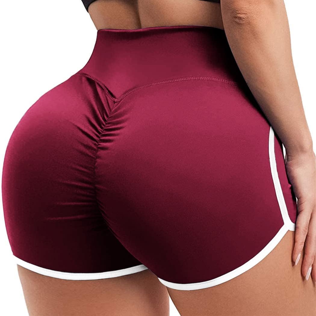 Yofit Womens Sexy Ruched Butt Lifting Gym Shorts High Waisted Booty Yoga Shorts Workout Running