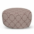 thumbnail image 1 of Earth Tones Pouf Cover with Zipper, Geometric Round Spirals Abstract Vintage Diamond Shapes Retro Graphic, Soft Decorative Fabric Unstuffed Case, 30" W X 17.3" L, Pale Mauve Taupe, by Ambesonne, 1 of 5