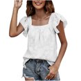 thumbnail image 2 of ECZHAW Women's Ruffle Cap Sleeve Square Neck Blouse Dressy Casual Floral Patchwork Tops Blouses Casual Loose Tunic Tops Shirts, 2 of 7