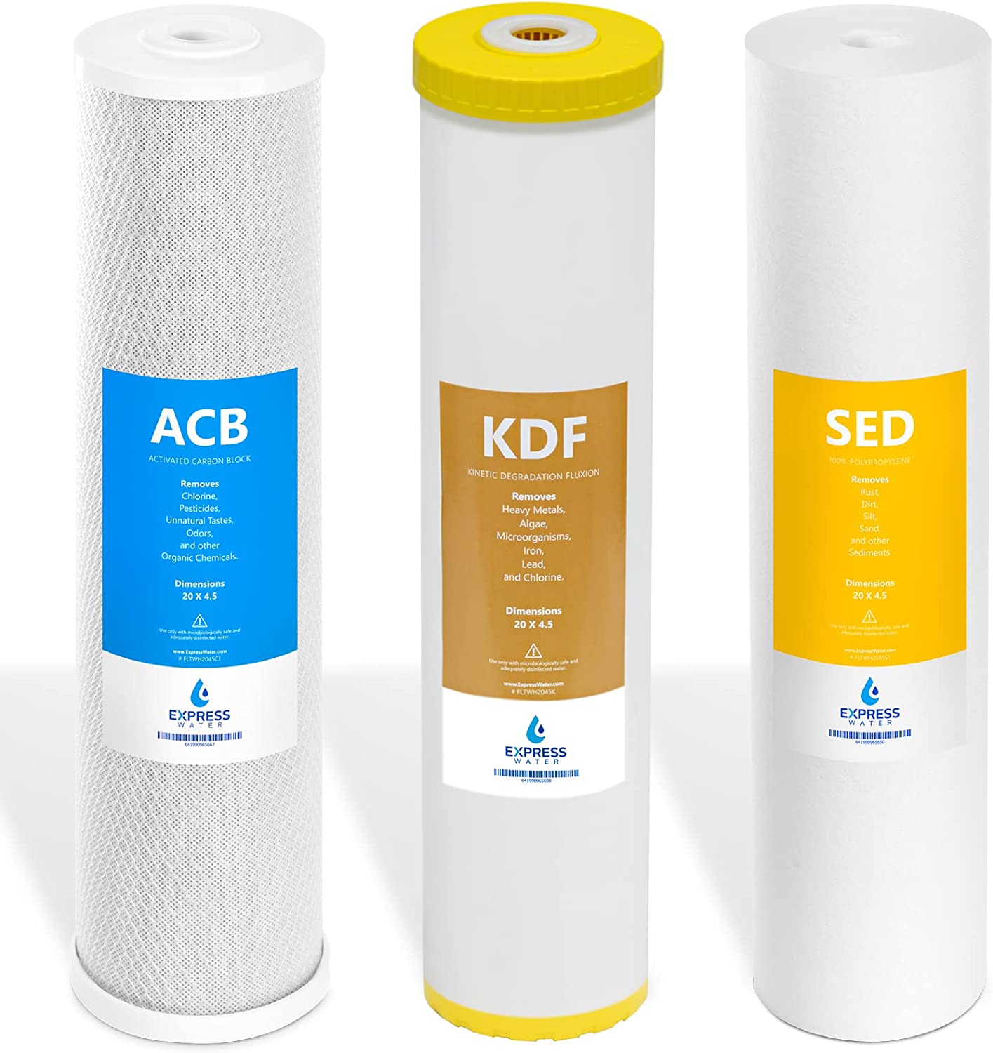 Ensemble de Filtration d'Eau pour Toute la Maison 3 Filtres FLTWH2045CKS1, Blanc