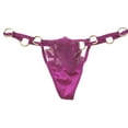 thumbnail image 3 of Victoria's Secret Panty Thong Leaf Embroidery Strappy V-String Ring Color Fuschia Size Small NWT, 3 of 4