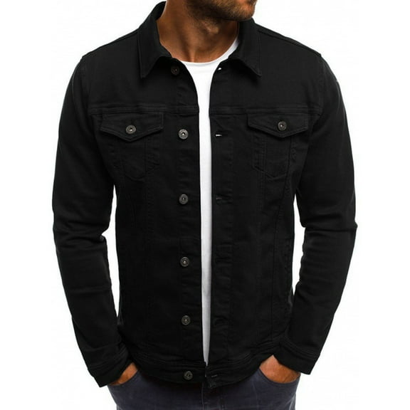 Kali_Store Multi Pocket V-Neck Polyester, Jeans Jacket (Men's)