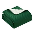 thumbnail image 4 of Chic Home St Paul Quilt Set Contemporary Striped Design Sherpa Lined Bed In A Bag Bedding - Sheets Pillowcases Pillow Shams Included - 7 Piece - Queen 90x90", Green, 4 of 5