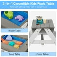 thumbnail image 4 of Kids 4-in-1 Sand & Water Table, Wood Outdoor Convertible Sensory Picnic Table with Umbrella, 2 Trays, Removable Tabletop and Built-in Bench for Outdoor Backyard Garden, Gray, 4 of 8
