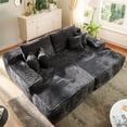 thumbnail image 2 of Vcatnet 81" Modular Sectional Sofa Couch Corduroy Chaise Lounge Loveseat Sofa Bed Oversized Upholstered Sleeper Sofa for Living Room and Bedroom, Gray, 2 of 9