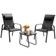 thumbnail image 2 of Costway Ensemble Bistro de Patio 3 Pcs Dossier Réglable Chaises Empilables Noir, 2 of 10