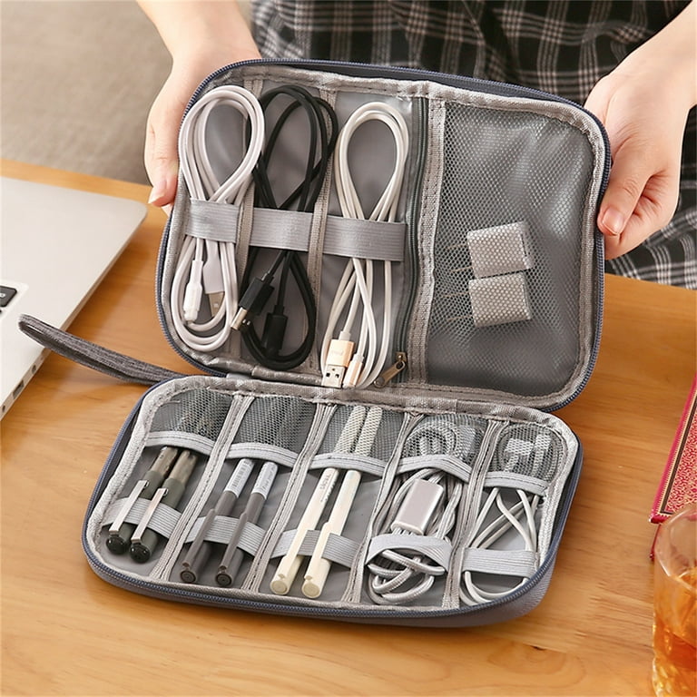Small Electronic Accessories Storage Case Travel USB Cable Charger  Organizer Bag