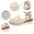 thumbnail image 4 of Womens Woven Closed Toe Wedge Dress Sandals 2025 Beach Crochet Espadrilles Platform Sandals Summer Fall, 4 of 6