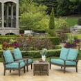 thumbnail image 4 of ARDEN Outdoor Foam Deep Seat Cushion Set, 24 in x 24 in, Weather-Proof, Rain-Proof, Fade Resistant Patio Cushion, Bottom and Back Cushion for Chair, Sofa, and Couch Turquoise Daphne Medallion, 4 of 9