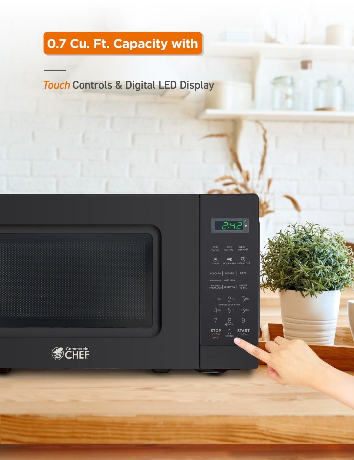 Micro-ondes Commercial Chef de 0,7 pi³ avec 10 niveaux de puissance, micro-ondes de 700 W avec affichage numérique, micro-ondes de comptoir