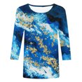 thumbnail image 4 of JINMGG 2026 Summer Womens Tops Womens Plus Size $5 Women's Fashion Printed T-Shirt 3/4 Sleeves Blouse Round Neck Casual Tops, 4 of 5