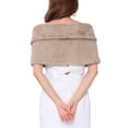 thumbnail image 3 of INSPIRE CHIC Women's Faux Fur Shawl Wrap Cape for Bridal Wedding Party Bridal Shrug with Faux Pearl Rhinestone Brooches L Brown Khaki, 3 of 5