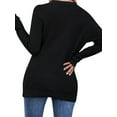 thumbnail image 5 of HUBERY Women Crew Neck Long Sleeve Twist Knotted Hem Knitted Solid Color Top, 5 of 6