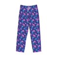 thumbnail image 2 of Vsdgher Blue Skull Leaf Print Mens Pajama Pants Sleep & Lounge Pants, PJ Bottoms With elastic waistb and Pockets, 2 of 5