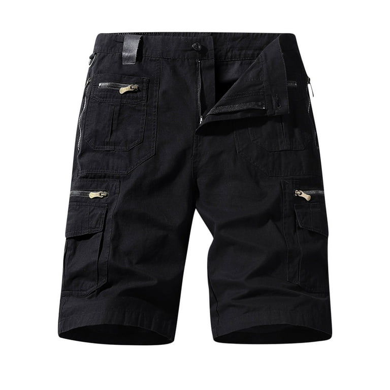Men Cargo Pants Clearance,TIANEK Fashion Multi-Pocket Bermuda Shorts  Knee-Length Cool Loose-Fit Military Black Sweatpants Motorcycle Shorts for  Young Men 