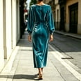 thumbnail image 4 of Sentmoon Womans Dresses Solid Color Long Sleeve Athletic Dress Relaxed Fit Boho Dresses for Women for Concert and Rave, 4 of 5