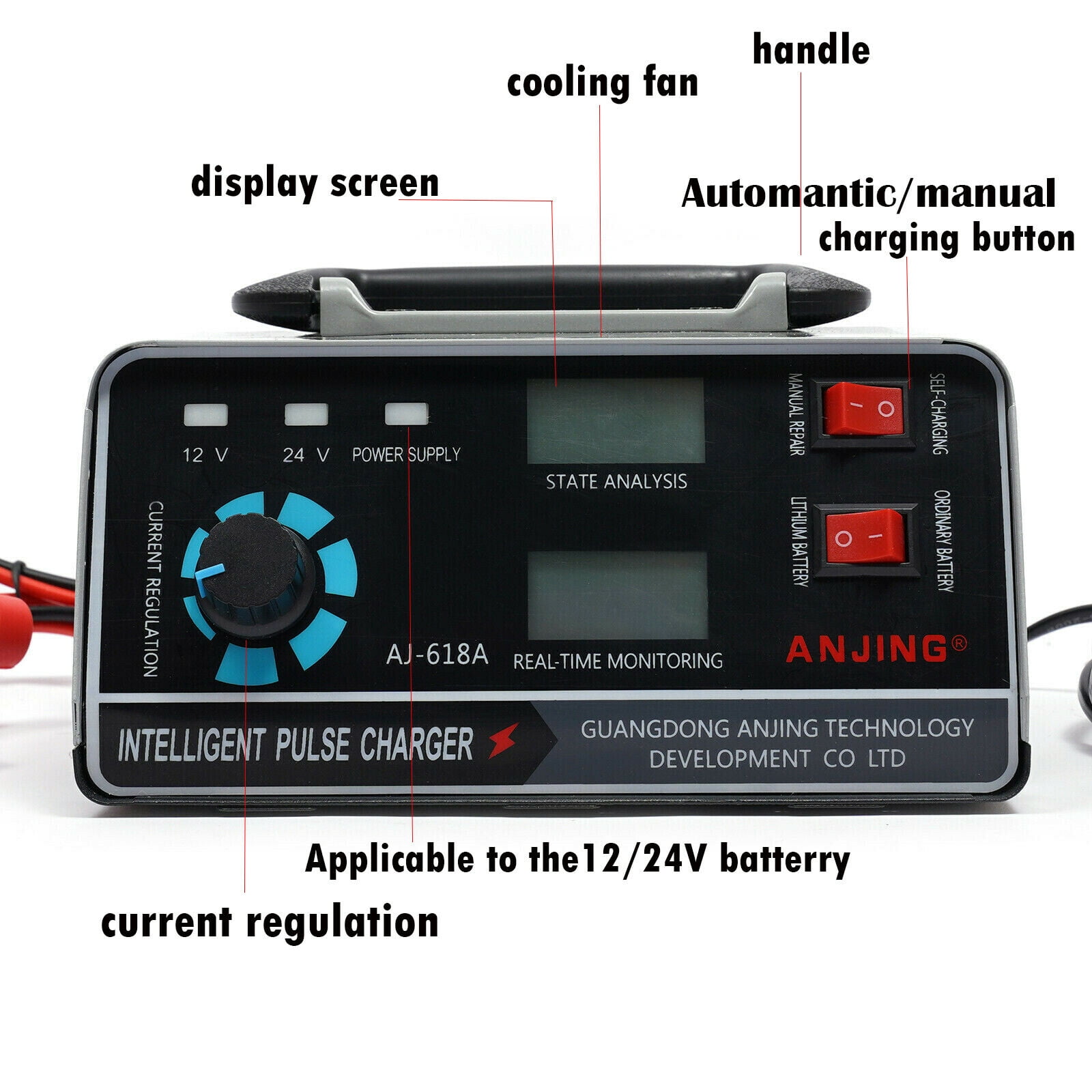 YIYIBYUS AC-HJCXX-4027 30 Amps 12V/24V 400W Fully Automatic Automotive Battery Charger