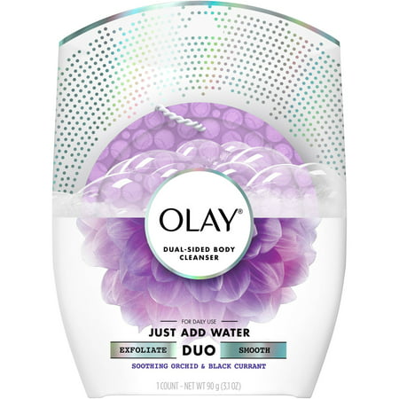 Olay DUO Dual-Sided Body Cleanser, Soothing Orchid & Black 