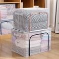 thumbnail image 4 of Large Size Clothes Storage Box Household Transparent Clothing Closet Folding and Finishing Box Dormitory Cabinet Storage Box Basket Organizer Bag, 4 of 8