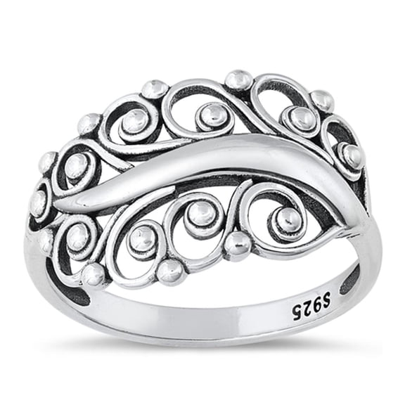 Wholesale Fancy Ring .925 Sterling Silver Abstract Leaf Band Jewelry Female Male Unisex Size 5